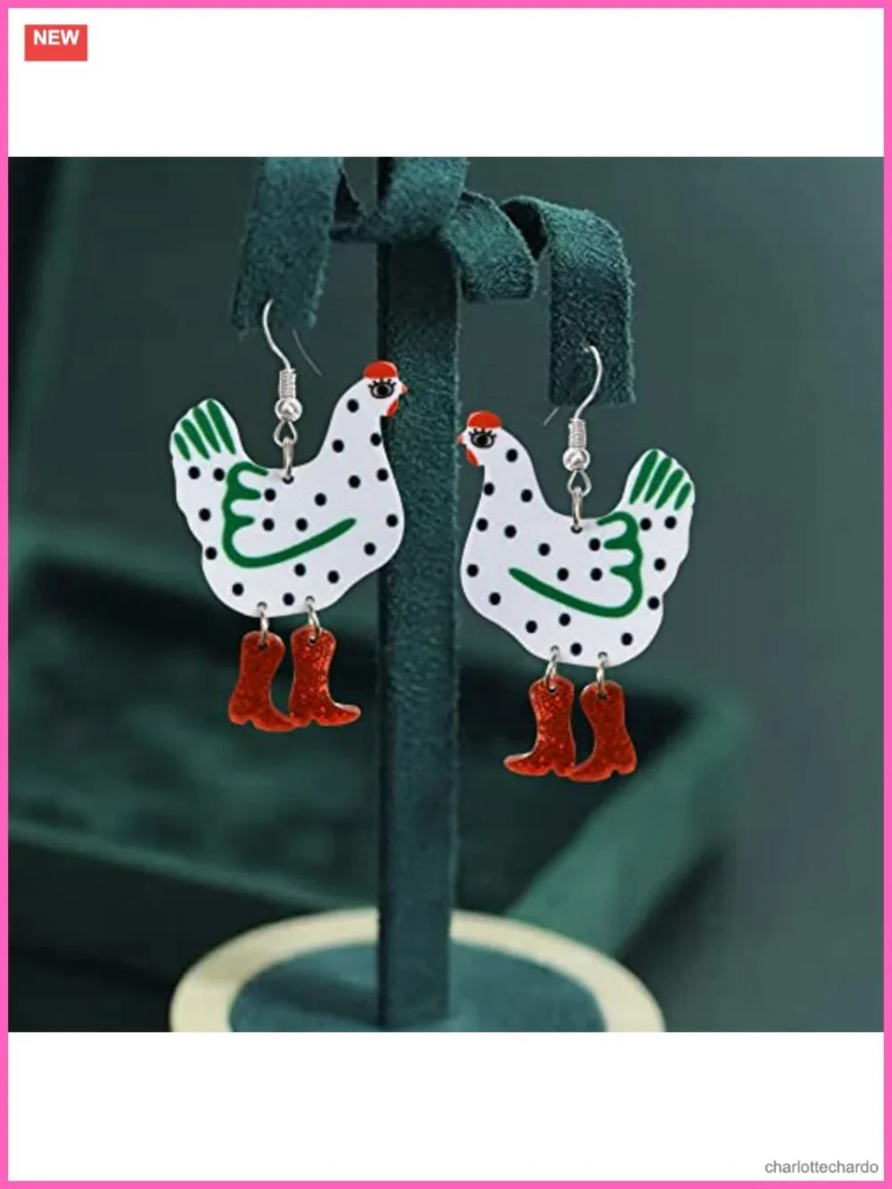 Acrylic Big Hen Chicken Drop Dangle Earrings Farm Animal Charm Jewelry